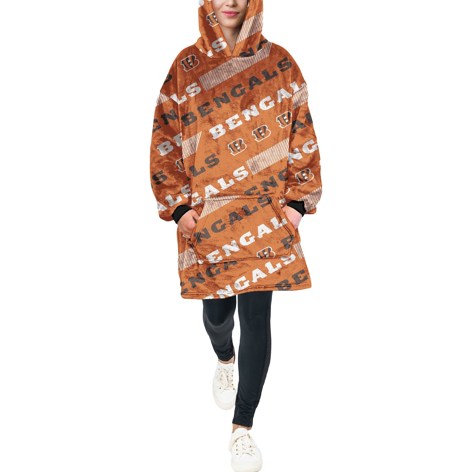 Pegasus - Cincinnati Bengals 60" x 80" Repeat Logo Hoodie Bloncho - Multicolor