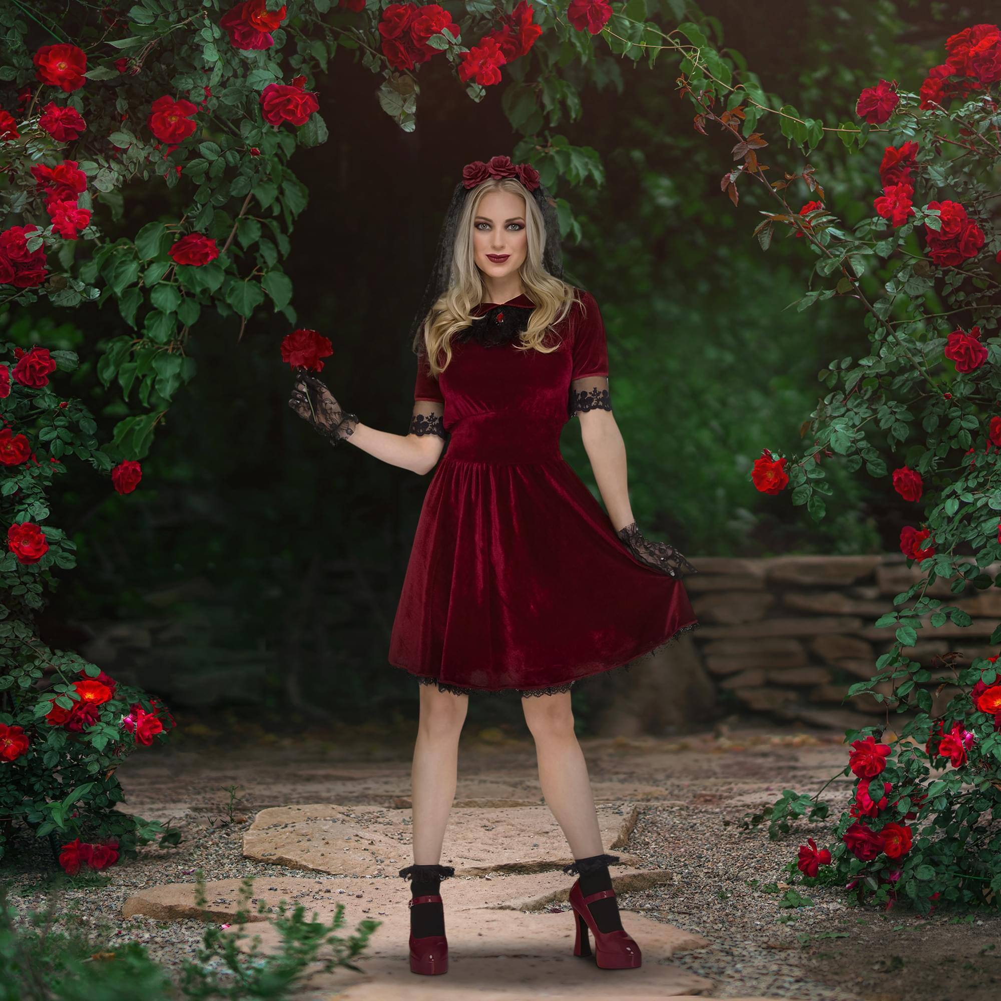 Alt View 4. Funworld - Adult Vampire Bride Costume S/M - Multi-Colored.