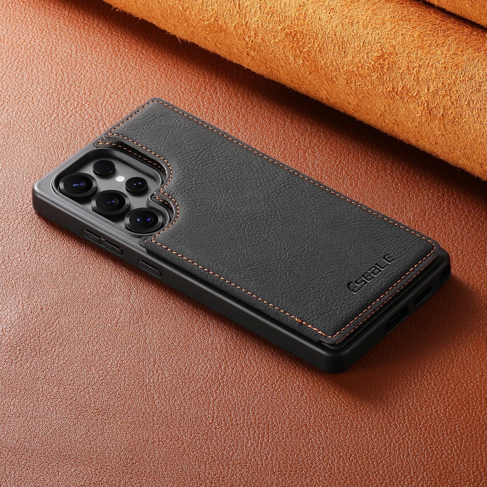 Alt View 3. Dteck - for Samsung Galaxy S25 Ultra Retro PU Leather Wallet Case,Shockproof Magnetic Flip Hidden Card Slots Back Cover - Black.