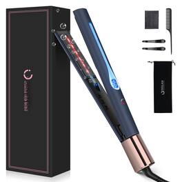 Live At Space - Titanium Flat Iron Hair Straightener Curling 1 Inch Negative Ionic 11 Adjust Temp 250°f To 450°f Shiny - Prussian Blue