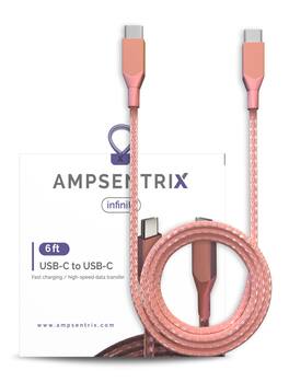 Ampsentrix - 6 FT USB Type C To USB Type C Cable (Infinity) - Pink