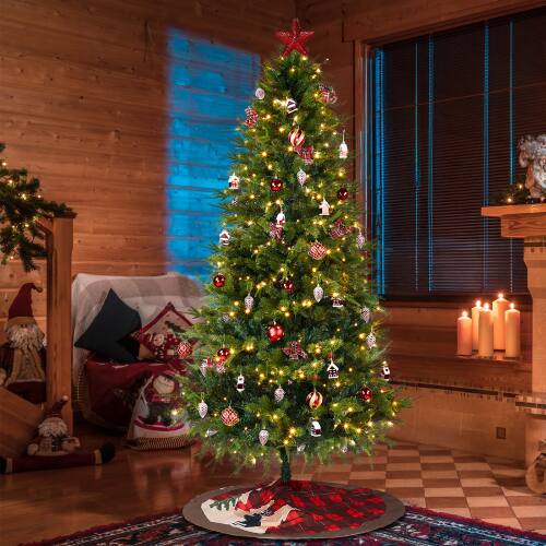 Alt View 10. Winado - 7.5 FT Christmas Tree with Lights, Skirt, Ornaments for In/Outdoor Holiday Decoration - Green & Red.
