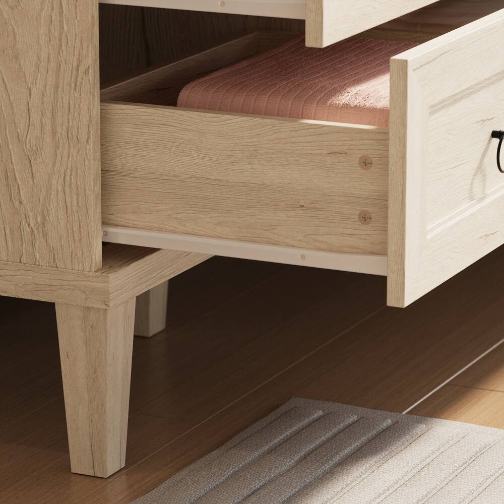 Alt View 1. FUFU & GAGA - FUFU&GAGA Vintage Horizontal Dresser – Timeless Storage with Safety Chest of Drawers - White.