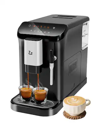 Front. Acekool - 20 Bar Fully Automatic Espresso Coffee Maker with Grinder & Milk Frother - Black.