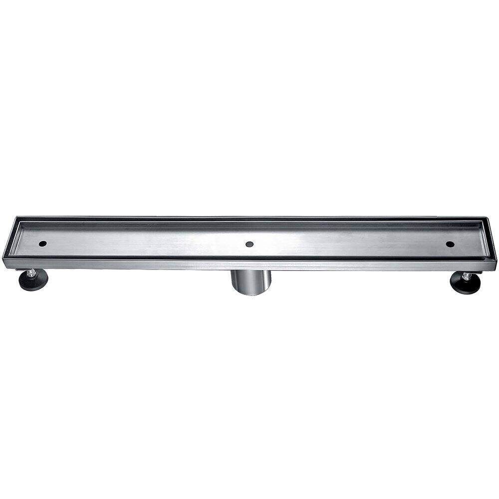 Front. Alfi - 24" Long Modern Stainless Steel Linear Shower Drain w/o Cover - Gray.