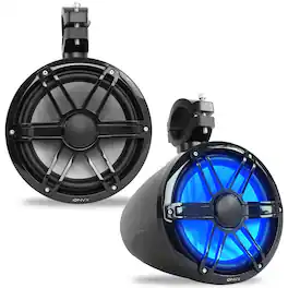 NVX - MVTSP8B (Sold Individually) 125W RMS 8in V-Series 2-Way Marine Tower Speaker with LED Lighting and Swiveling Clamps