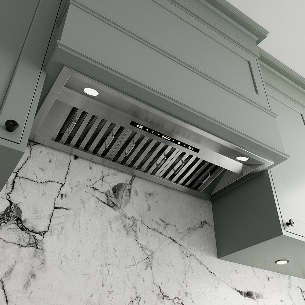 Alt View 1. Streamline - 34 in. Formia Convertible Insert 350 CFM Range Hood, Baffle Filters, Touchpad Control, LED Lights - Brushed Stainless Steel.