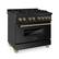 Angle. ZLINE - Autograph 36" Legacy Dual Fuel Range with Bronze Accents (RABZ-36-CB) - Black.