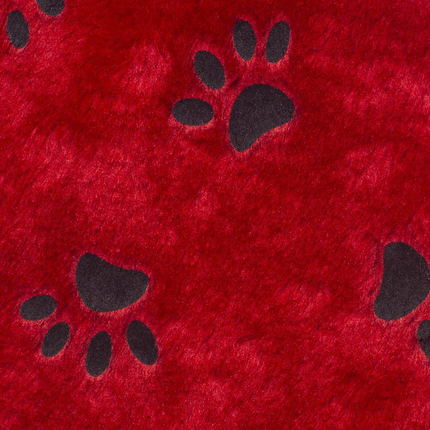 Angle. Dyno - Dyno Red/White/Black Paw Print Christmas Stocking 16 in. (Case of 6) - Black|Red|White.