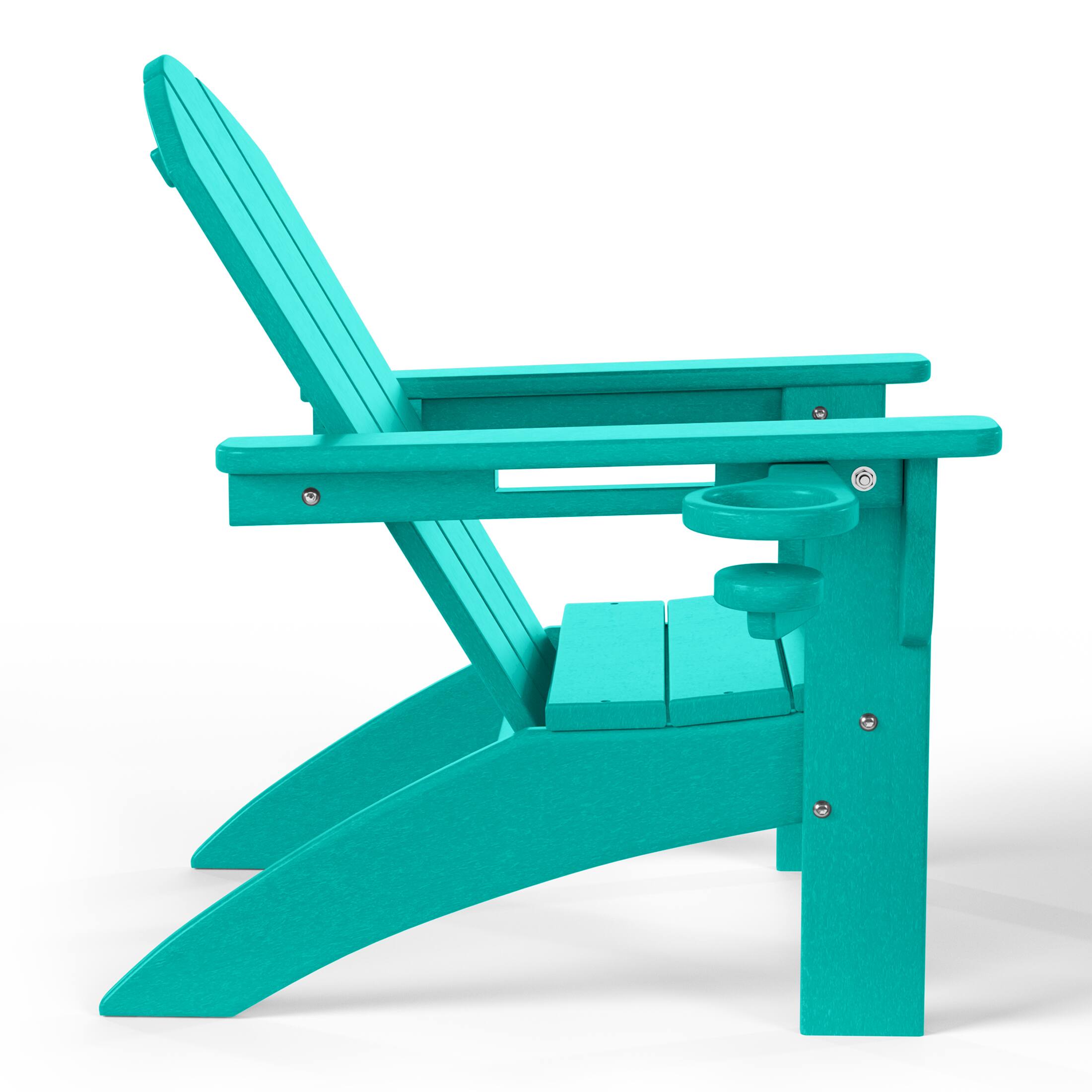 Back. WestinTrends - WestinTrends Malibu 3-Piece Kids HDPE Adirondack Chairs Set with Square Side Table and Cup Holders - Turquoise.