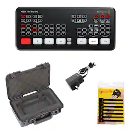 Blackmagic Design - ATEM Mini Pro ISO HDMI Live Stream Switcher +SKB Hard Case +7 pcs Mini Cable Wraps (Bundle Set)