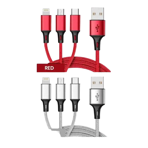 Home Collection - 3-in-1 Fast USB Charging Cable Universal Multi-Function Cell Phone Charger Cord