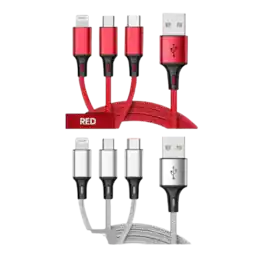 Home Collection - 3-in-1 Fast USB Charging Cable Universal Multi-Function Cell Phone Charger Cord