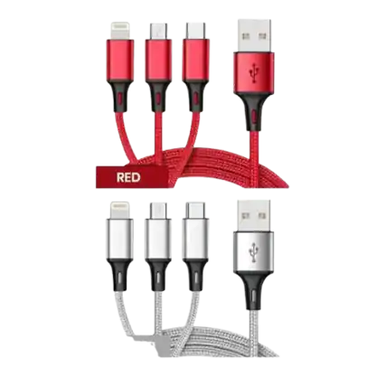 Front. Home Collection - 3-in-1 Fast USB Charging Cable Universal Multi-Function Cell Phone Charger Cord.