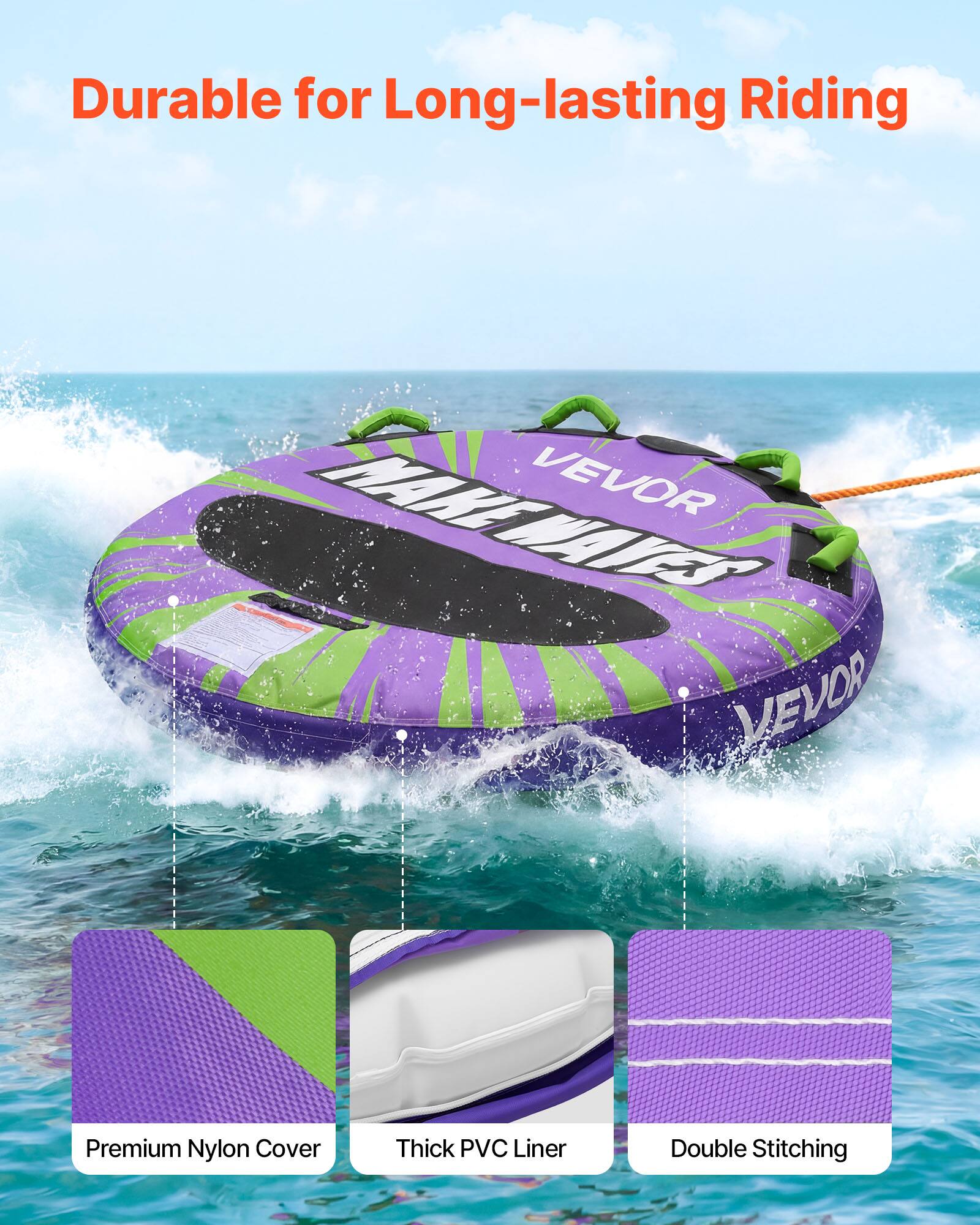 Durable for Long-lasting Riding

VEVOR Premium Nylon Cover Thick PVC Liner Double Stitching