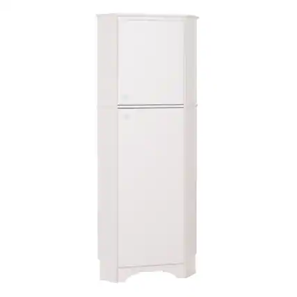 Front. Prepac - Elite Tall 2-Door Corner Storage Cabinet, White - White.