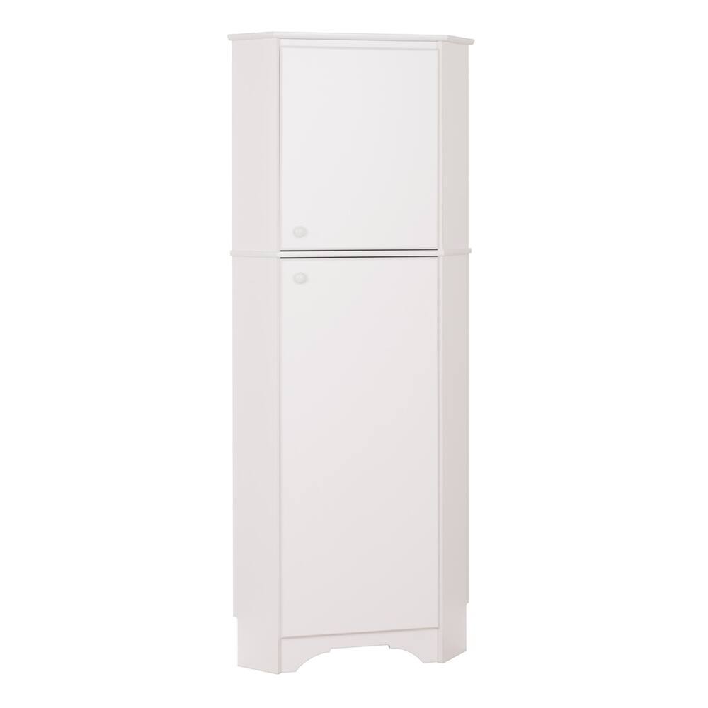 Front. Prepac - Elite Tall 2-Door Corner Storage Cabinet, White - White.