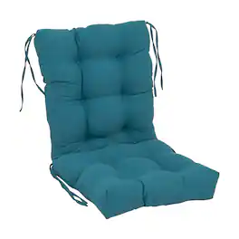 Blazing Needles - 18-inch by 38-inch Solid Twill Tufted Chair Cushion - Blue