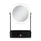 Front. Zadro - Back-to-School LED Lighted Makeup Mirror with 5X/1X Magnifications, Storage Drawer & Accessories Tray - Black.