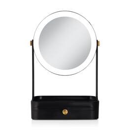Zadro - Back-to-School LED Lighted Makeup Mirror with 5X/1X Magnifications, Storage Drawer & Accessories Tray - Black