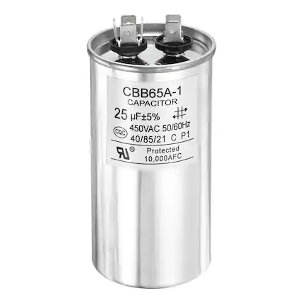 CBB65A-1 CAPACITOR
25 µF±5%
450VAC 50/60Hz
40/85/21 C P1
Protected
10,000AFC
CQC