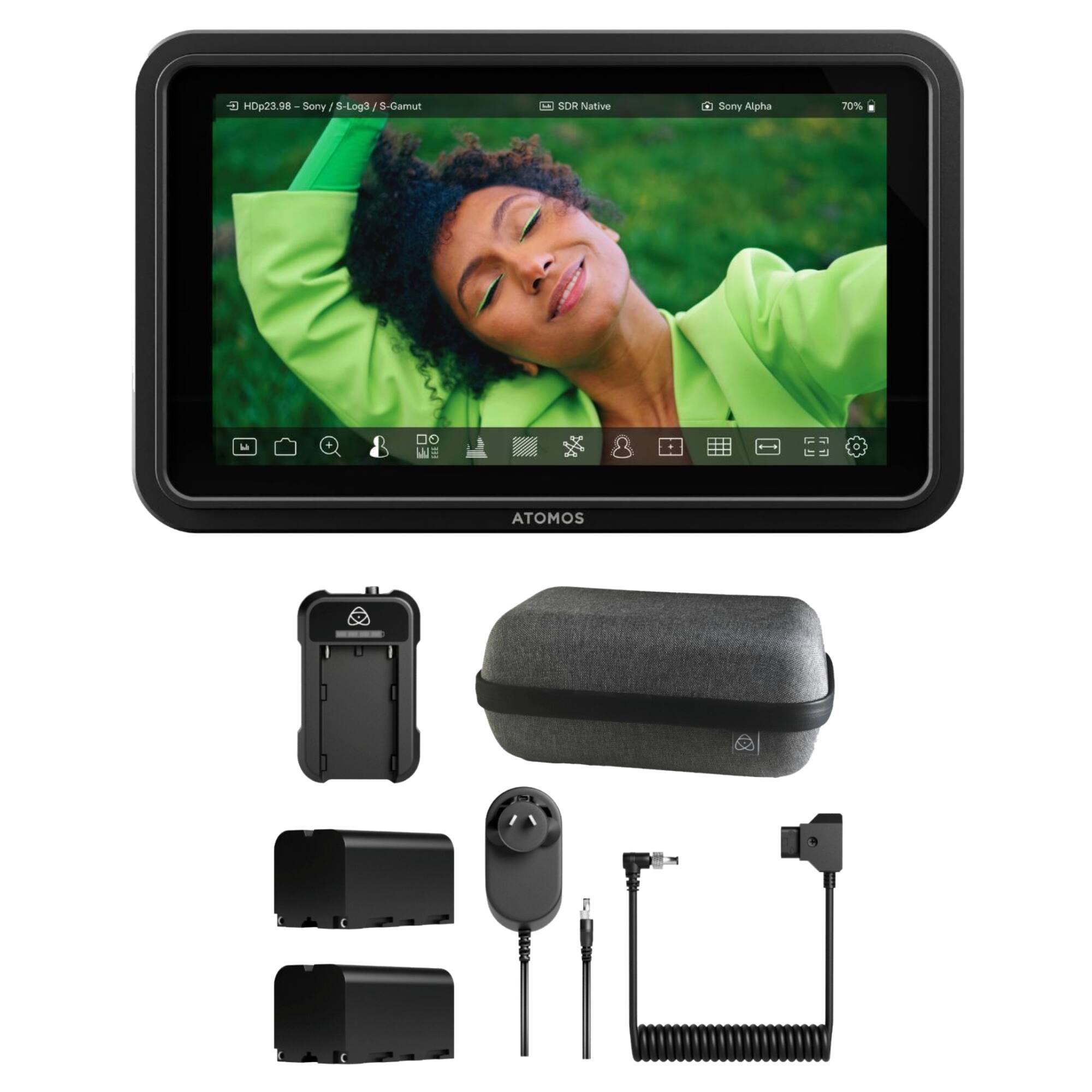 HDp23.98 Sony / S-Log3 / S-Gamut  
SDR Native  
Sony Alpha  
70%  

ATOMOS
