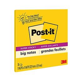 Post-it - Super Sticky Notes, Big Note, 30 Sheet/Pad (MMMBN11) - Bright Yellow