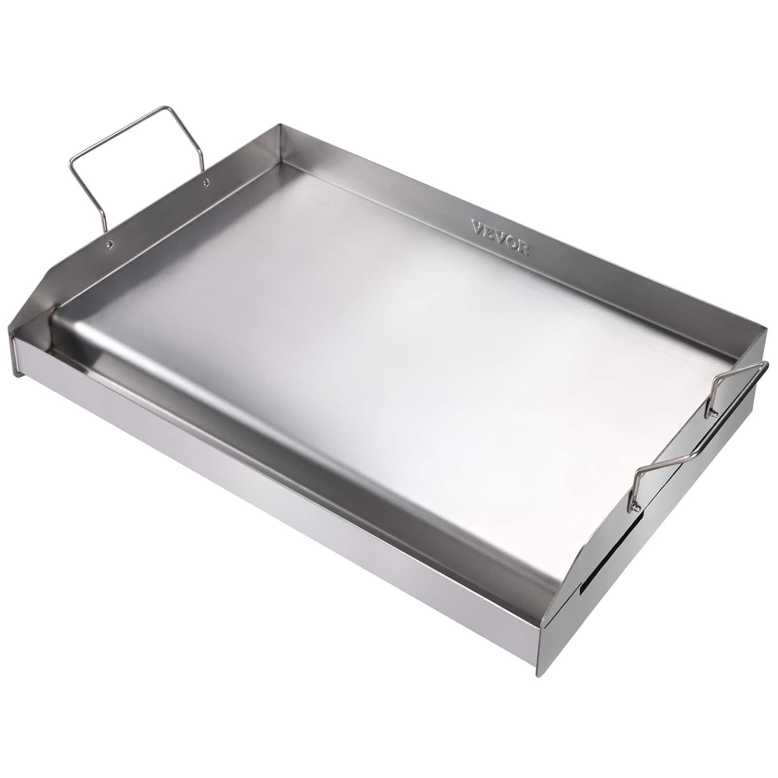 VEVOR - Stove Top Griddle, 23.5"x16" Pre-Seasoned Stainless Steel Griddle, Rectangular Double Burner Griddle Pan - Silver