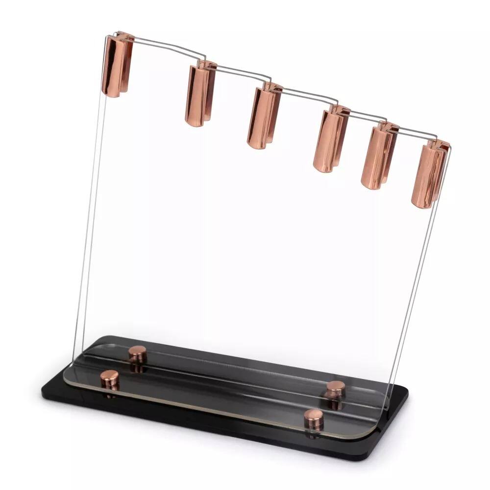 Alt View 2. Elle Decor - 5-Piece Professional Kitchen Knife Set Marble Handle, Include Clear Block & Paring Knives - Chrome Finish.