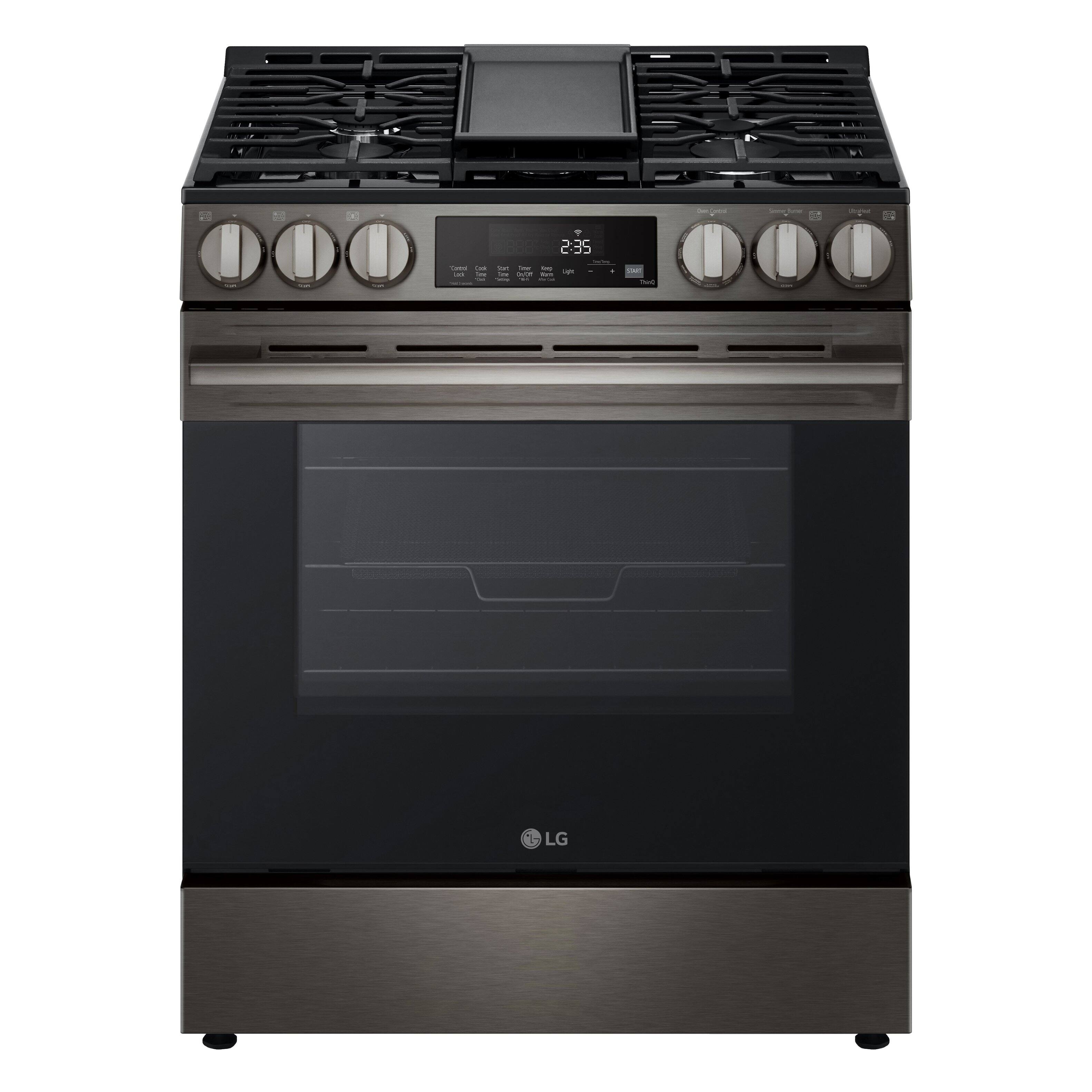 Alt View 4. LG - 5.8 Cu. Ft. Slide-In Gas True Convection Smart Range with EasyClean, Air Fry and Premium Handle - PrintProof Stainless Steel.