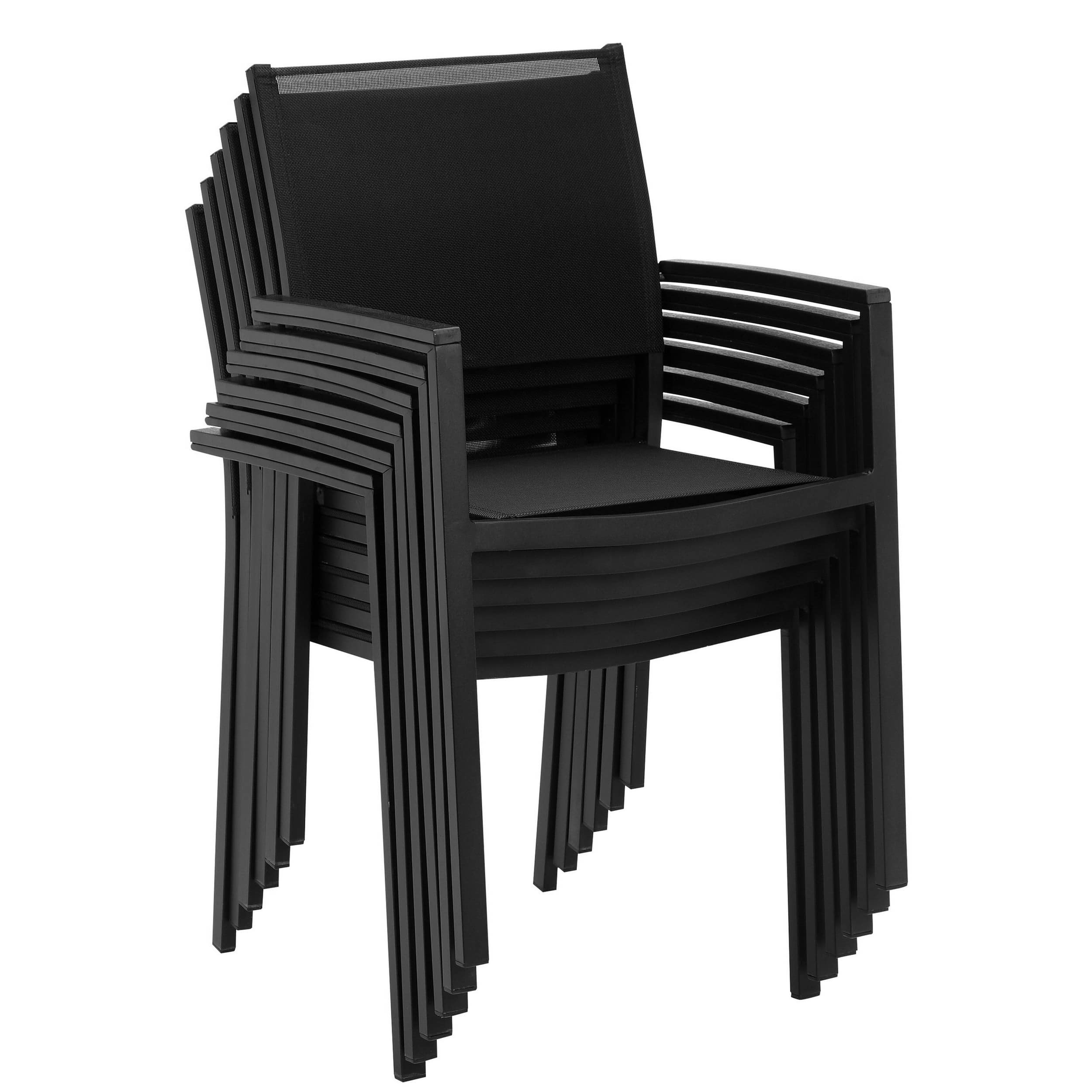 Manhattan Lane - Fifi 21 Inch Set of 6 Dining Chairs, Aluminum Frame, Easily Stackable - Black
