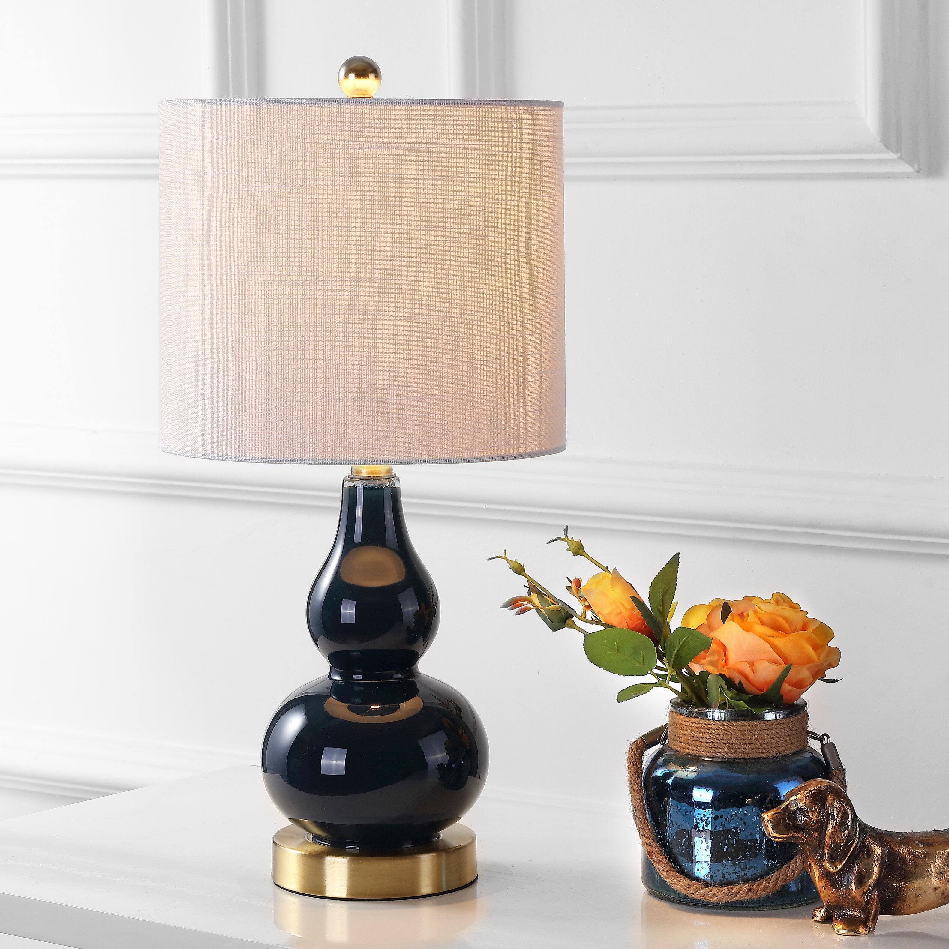 Alt View 1. Jonathan Y - Anya 20.5" Mini Glass LED Table Lamp, Navy - Navy.
