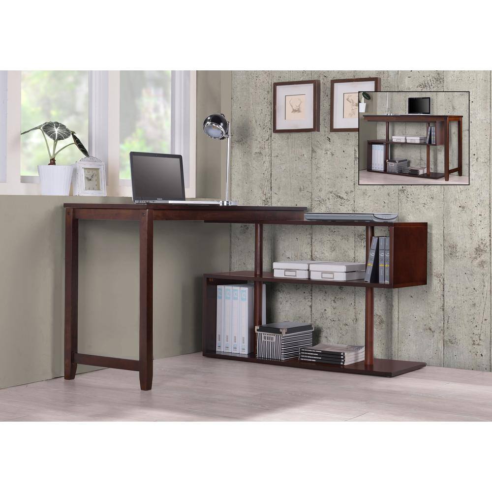 Angle. International Caravan - International Caravan Hamburg Swing Out Desk - Classic Espresso.