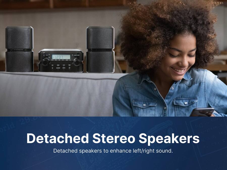 Detached Stereo Speakers  
Detached speakers to enhance left/right sound.