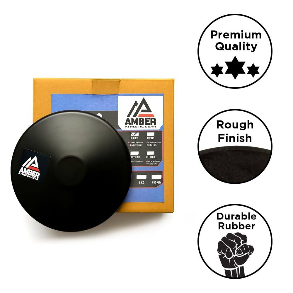 Premium Quality AMBER ATHLETIC GEAR RUBBER WEIGHT PLATE - 1 KG - Rough Finish - Durable Rubber