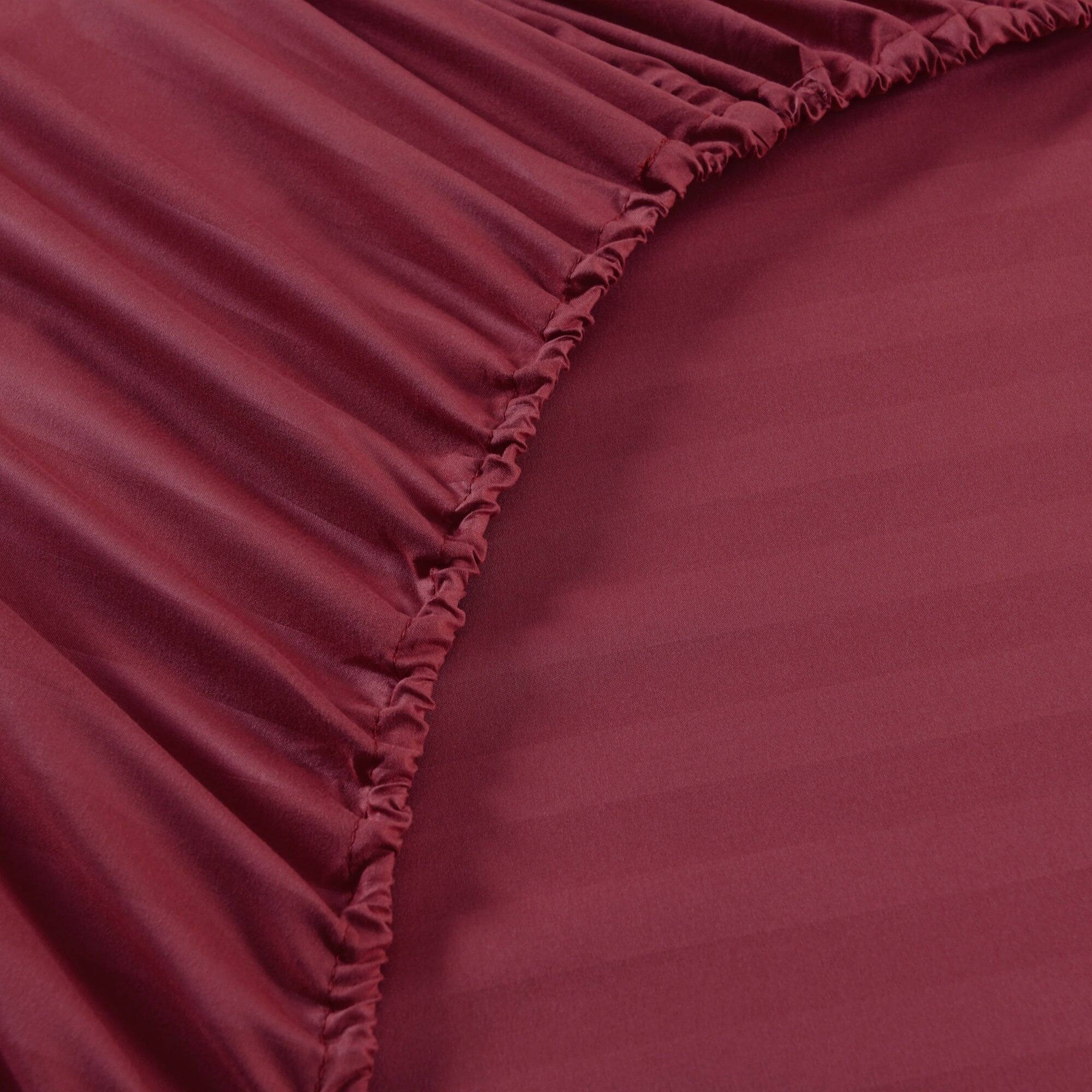 Back. MarCielo - Marcielo 4-Pieces Soft Striped Bed Sheets with 18 inches Deep Pocket - Burgundy.