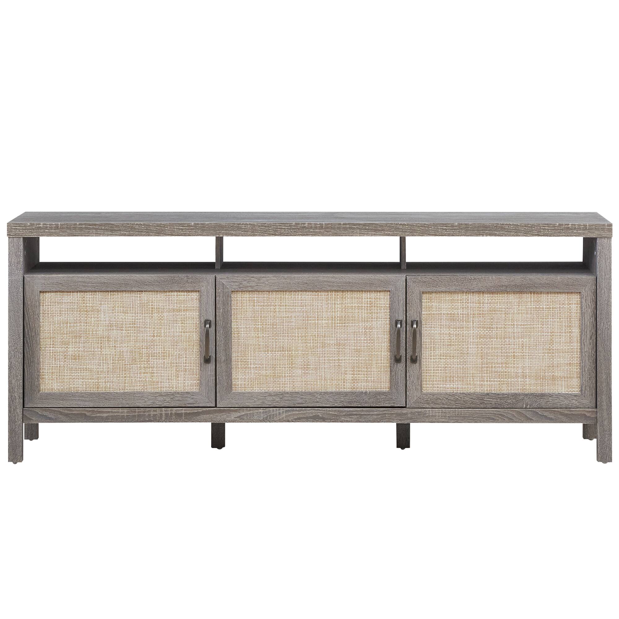 Alt View 15. Costway - TV Stand Entertainment Media Center for TV's up to 65'' w/ Rattan Doors Grey Oak - Gray Oak.