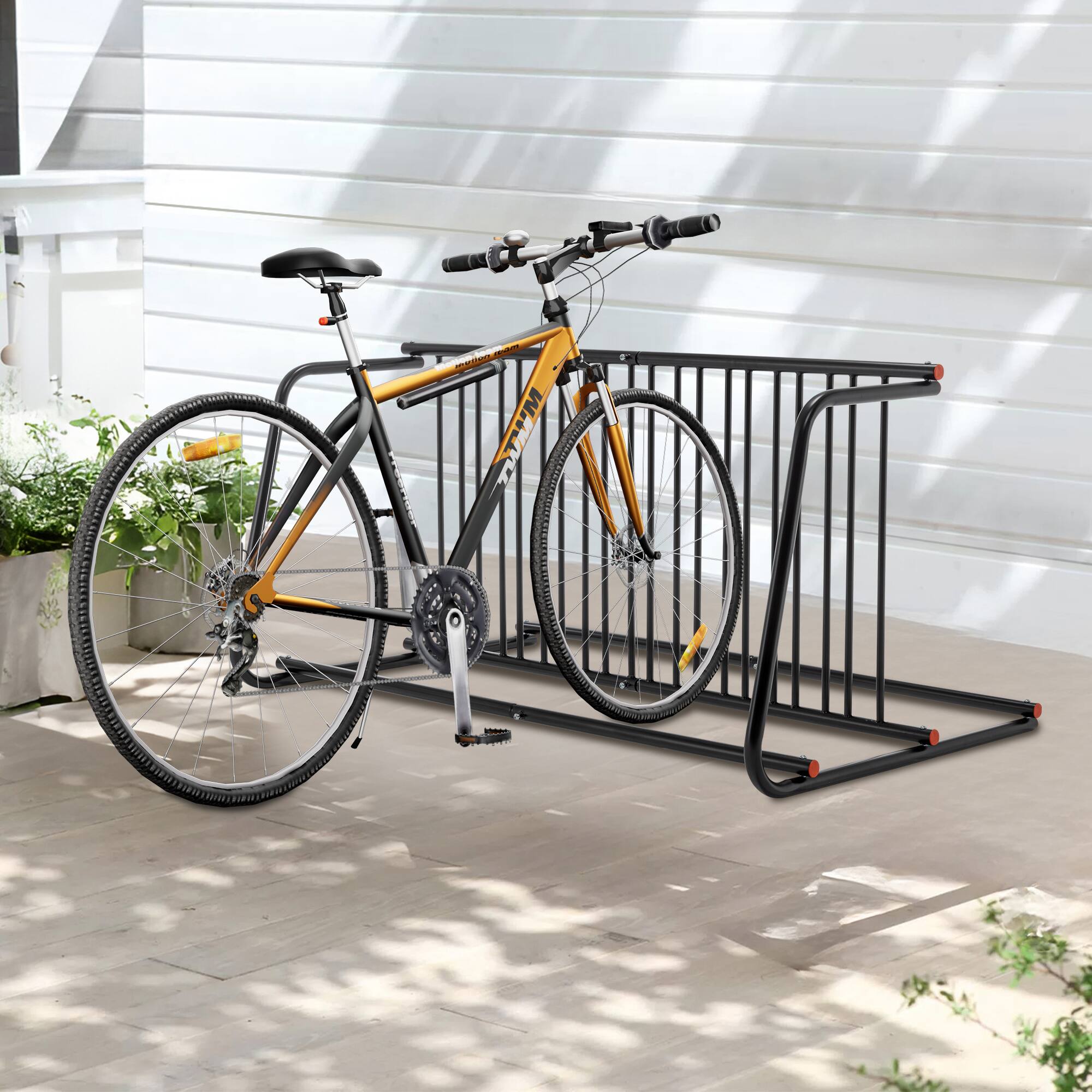 Angle. Anysun - Anysun 10-Bike Modern Double-Sided Freestanding Floor Rack  Organizer - Black.