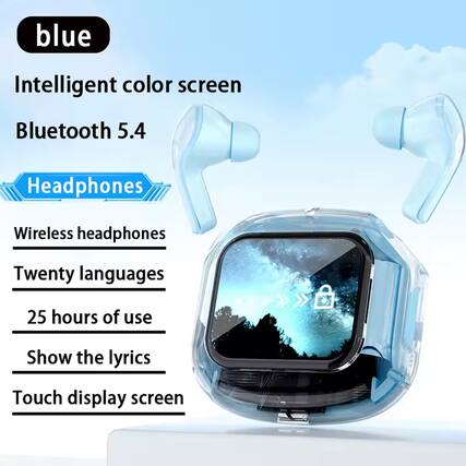 blue
Intelligent color screen
Bluetooth 5.4
Headphones
Wireless headphones
Twenty languages
25 hours of use
Show the lyrics
Touch display screen