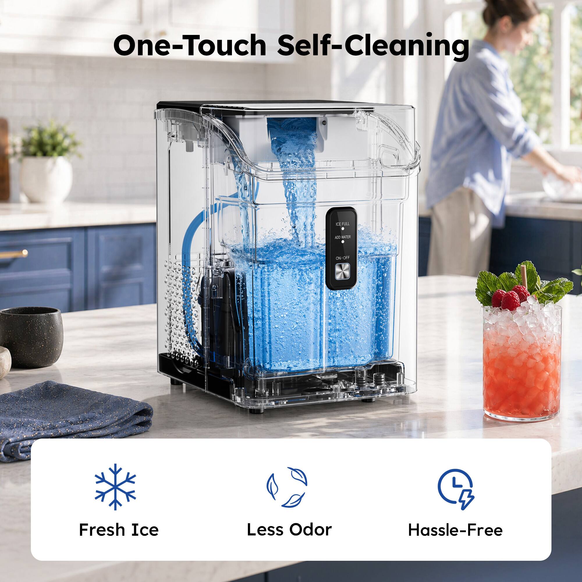 One-Touch Self-Cleaning

Fresh Ice
Less Odor
Hassle-Free