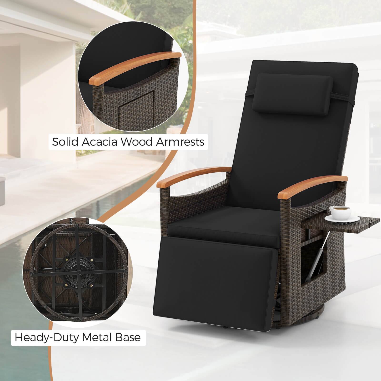 Solid Acacia Wood Armrests
Heady-Duty Metal Base