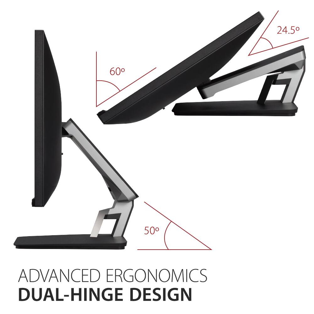 ADVANCED ERGONOMICS  
DUAL-HINGE DESIGN  

24.5°  
60°  
50°