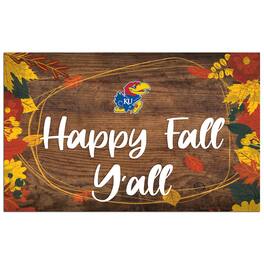 Fan Creations - Kansas Jayhawks 11'' x 19'' Happy Fall Y'all Sign - Brown
