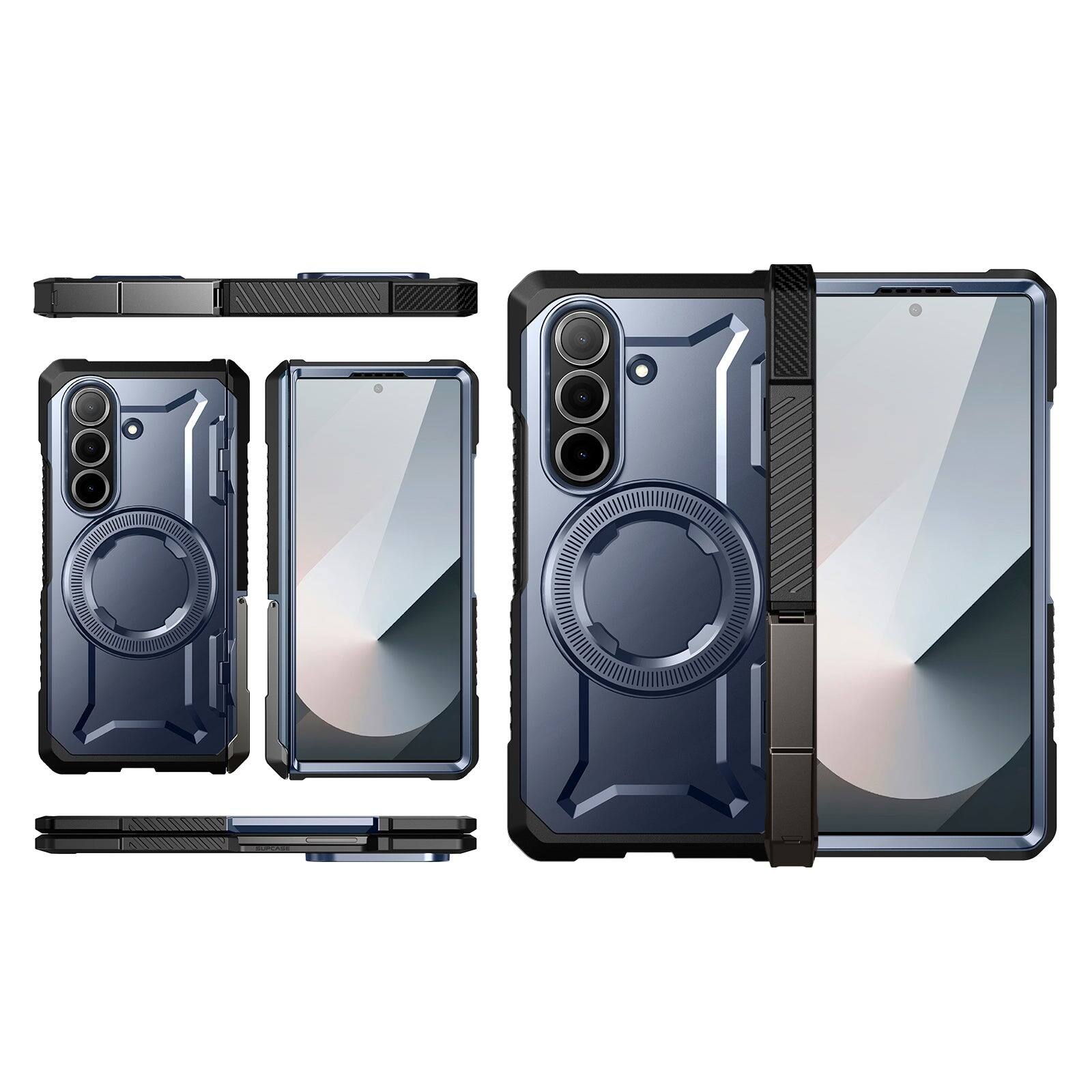 Alt View 6. SUPCASE - Galaxy Z Fold7 UB Grip MagSafe Case - Metallic Blue - Metallic Blue.