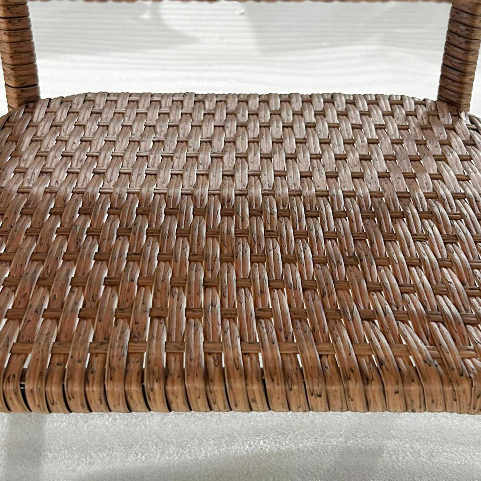 Alt View 5. Outsunny - Outsunny Rattan Side Table, Outdoor End Table with Storage Shelf - Sand.