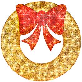 Best Choice Products - 36in Pre-Lit Outdoor Christmas Wreath, LED Metal Holiday Decor w/ 120 Lights, Bow - Gold/Red