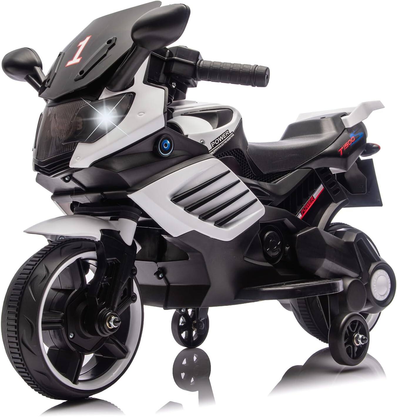 Homhougo - Kids Electric Ride On Motorcycle, 6V Battery Powered Motorcycle for Kids Ages 3+ w/Training Wheels, Auto-Stop Throttle price history on PriceWatchPro