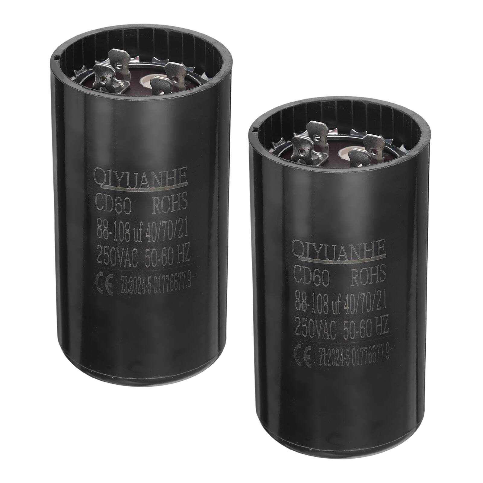 Unique Bargains - 2pcs CD60 Motor Run Capacitor, 88-108uF MFD AC250V, 50-60Hz, for Electric Motor, 46x86mm - Black price history on PriceWatchPro