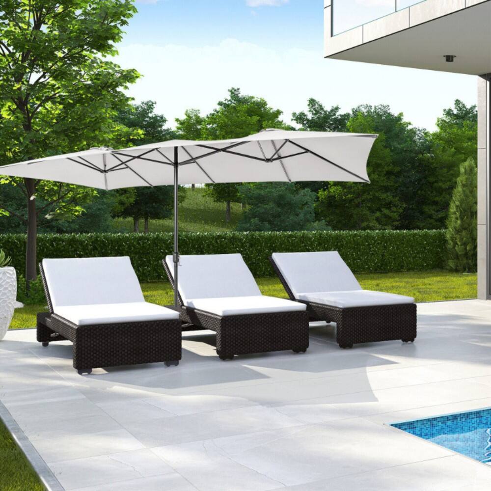 Alt View 5. Mondawe - 15 Feet Double-Sized Patio Umbrella with Crank Handle and Vented Tops - Beige.