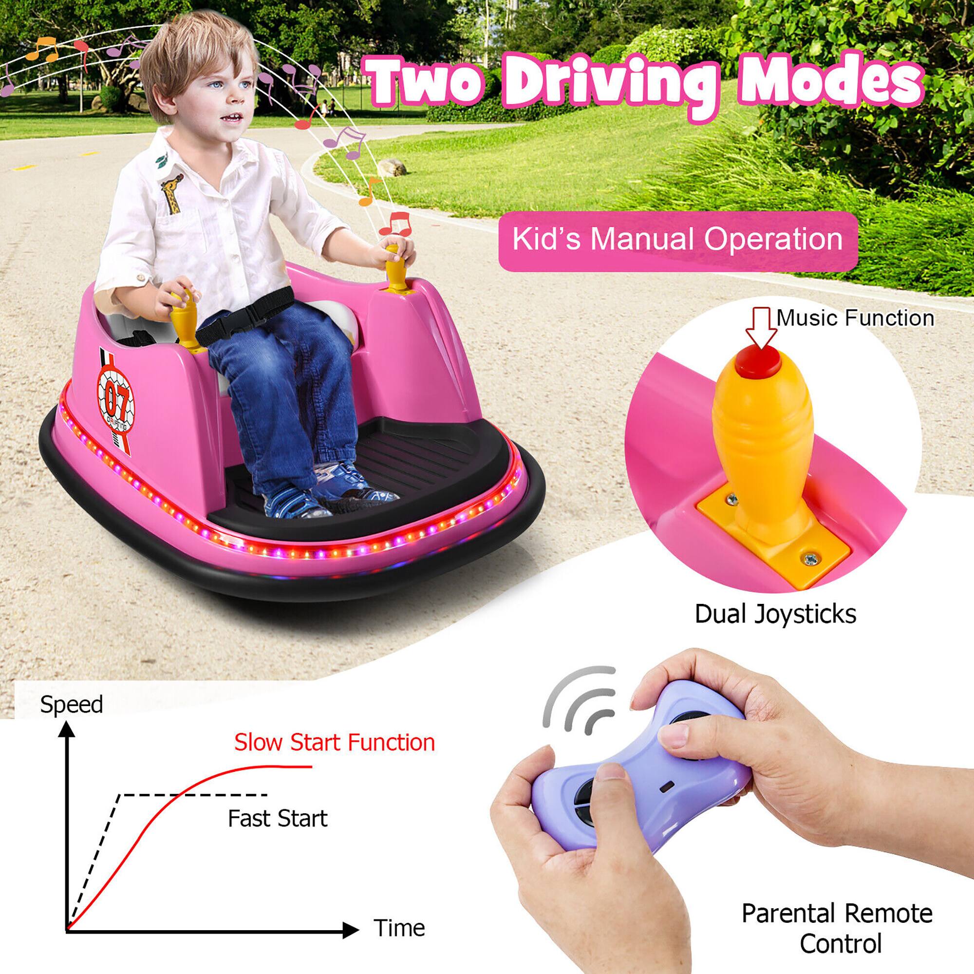 Two Driving Modes  
Kid's Manual Operation  
Music Function  
Dual Joysticks  
Speed  
Slow Start Function  
Fast Start  
Time  
Parental Remote Control